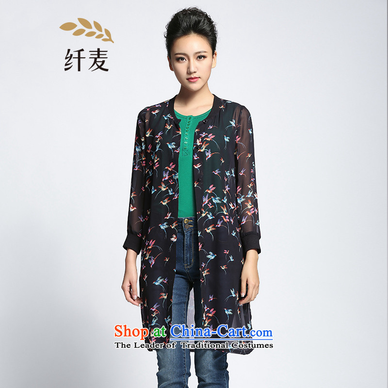 The former Yugoslavia Migdal Code women 2015 Autumn replacing new stylish relaxd Korea mm thick edition black flower patterns 951047329 black 4XL