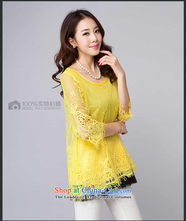 Szili Clinton xl women 2015 Spring new stylish mm thick video lace wearing thin biological female clothes to summer weak shirt-sleeves, forming the elegant shirts in yellow L picture, prices, brand platters! The elections are supplied in the national character of distribution, so action, buy now enjoy more preferential! As soon as possible.
