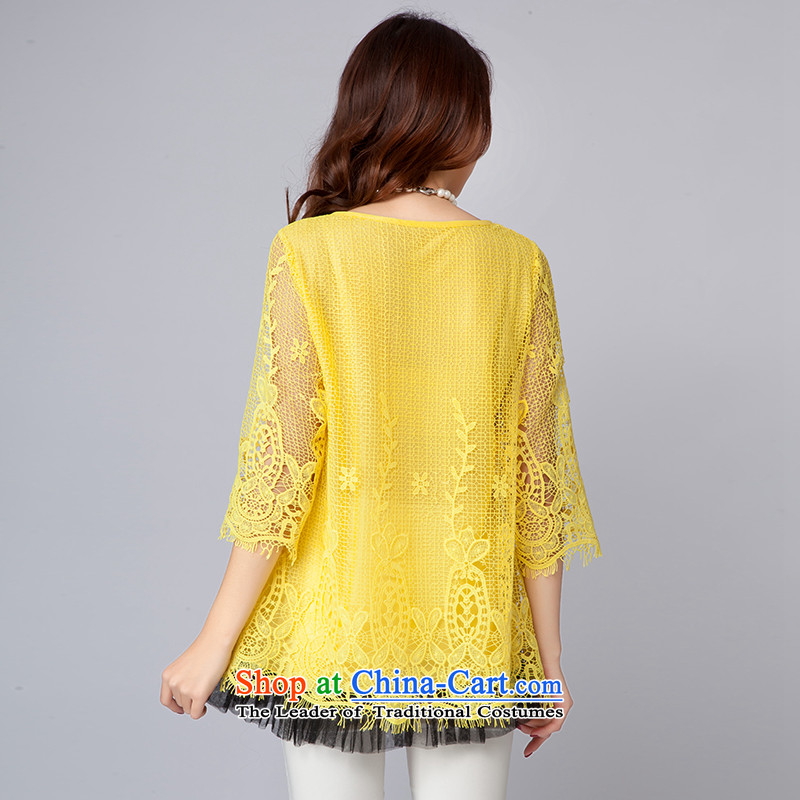 Szili Clinton xl women 2015 Spring new stylish mm thick video lace wearing thin biological female clothes to summer weak shirt-sleeves, forming the elegant shirts in yellow , L, Cecilia Medina Quiroga (celia dayton , , , shopping on the Internet