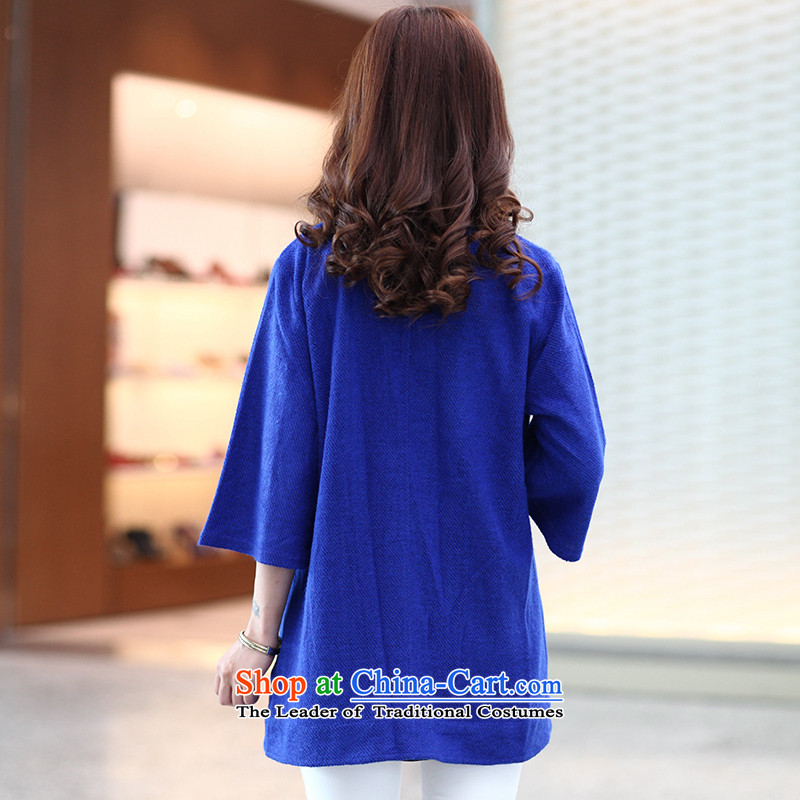 To better larger women 2015 Spring New V-neck in long Cardigan Sweater Knit-Ms. forming the sapphire blue long-sleeved 2XL, to better shopping on the Internet has been pressed.