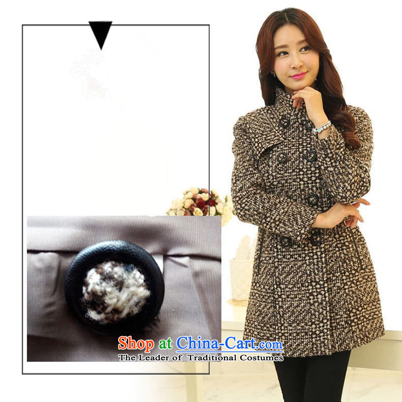 Meng Xiang spring and autumn 2015 new Korean lady children in long double-wool a winter coats jacket female thick cotton plus 8961 Brown XXL, Meng Xiang , , , shopping on the Internet