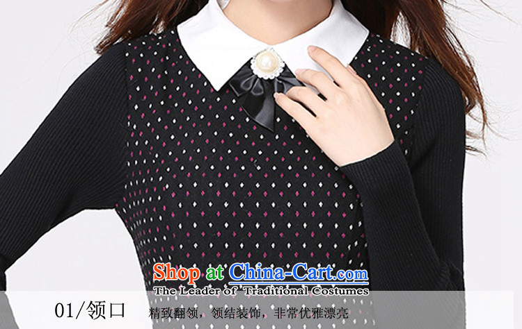 Payment on delivery to xl Korean OL temperament saika dresses pearl lapel long-sleeved knitting spell color autumn Women's clothes skirt thick mm thin black skirt graphics suit 3XL approximately 150 - 160131 catty picture, prices, brand platters! The elections are supplied in the national character of distribution, so action, buy now enjoy more preferential! As soon as possible.