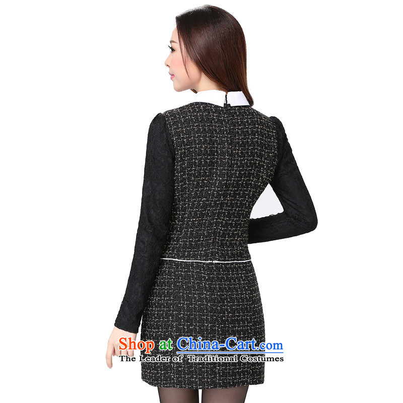 C.o.d. Korean lapel OL commuter temperament Sau San dresses thick Mei plus hypertrophy code with long-sleeved forming the autumn skirt career video thin short skirts thick black XL approximately 115-125 mm catty, Hazel (QIANYAZI constitution) , , , shoppi