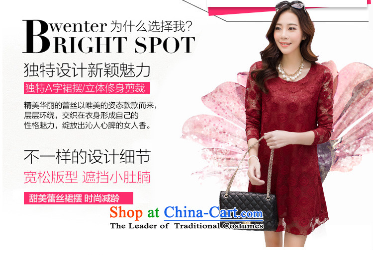 Morning to fall 2015 new Korean lace larger women's dresses sweet round-neck collar engraving lace stitching soft and beautiful A skirt swinging under cascading skirt black 4XL( suitable for 150 - 160131) pictures, price catty, brand platters! The elections are supplied in the national character of distribution, so action, buy now enjoy more preferential! As soon as possible.