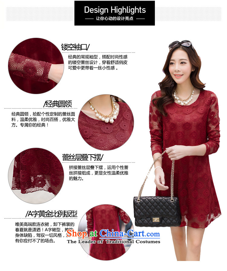 Morning to fall 2015 new Korean lace larger women's dresses sweet round-neck collar engraving lace stitching soft and beautiful A skirt swinging under cascading skirt black 4XL( suitable for 150 - 160131) pictures, price catty, brand platters! The elections are supplied in the national character of distribution, so action, buy now enjoy more preferential! As soon as possible.