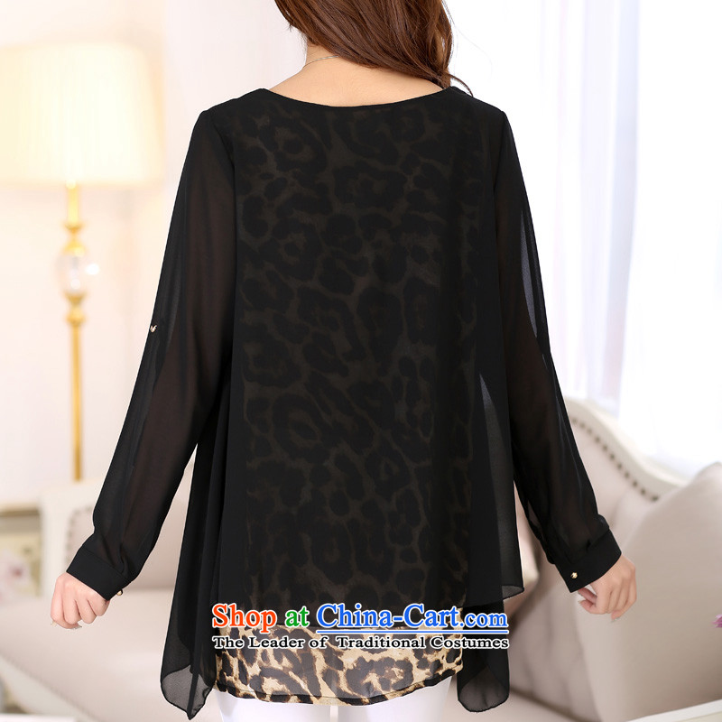 To better spring 2015 new fat mm larger female high-end leopard larger leave two long-sleeved shirt, forming the chiffon shirt black leopard XL paras. 135-145, to fit better shopping on the Internet has been pressed.