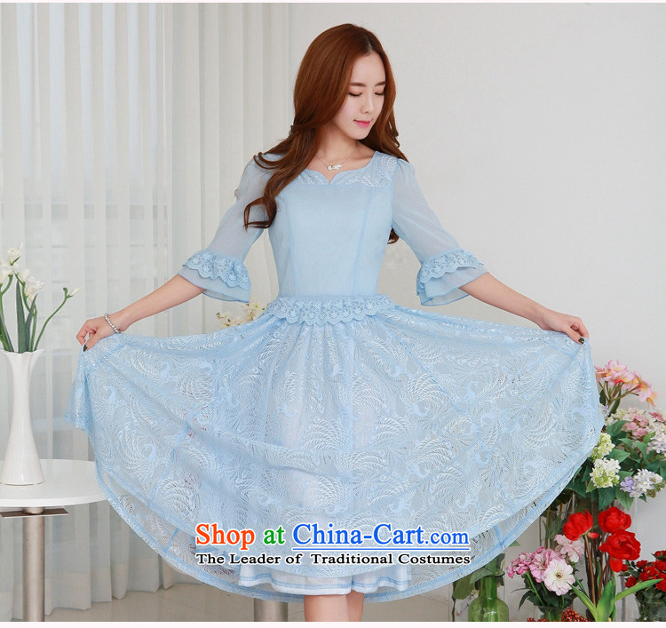 In the spring of 2015, the Korean version of the new retro lace 7 Cuff Phoenix lace stitching chiffon dresses thick mm xl women in large black long skirt to large 2XL pictures, price burden paras. 135-145, brand platters! The elections are supplied in the national character of distribution, so action, buy now enjoy more preferential! As soon as possible.