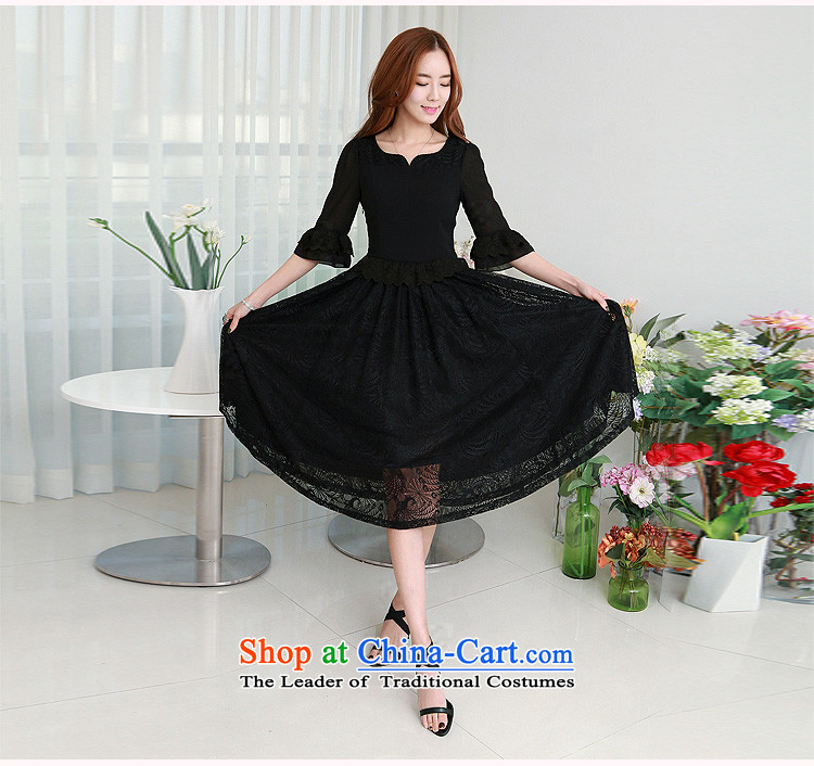 In the spring of 2015, the Korean version of the new retro lace 7 Cuff Phoenix lace stitching chiffon dresses thick mm xl women in large black long skirt to large 2XL pictures, price burden paras. 135-145, brand platters! The elections are supplied in the national character of distribution, so action, buy now enjoy more preferential! As soon as possible.