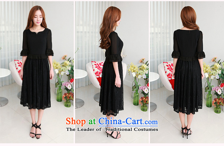 In the spring of 2015, the Korean version of the new retro lace 7 Cuff Phoenix lace stitching chiffon dresses thick mm xl women in large black long skirt to large 2XL pictures, price burden paras. 135-145, brand platters! The elections are supplied in the national character of distribution, so action, buy now enjoy more preferential! As soon as possible.