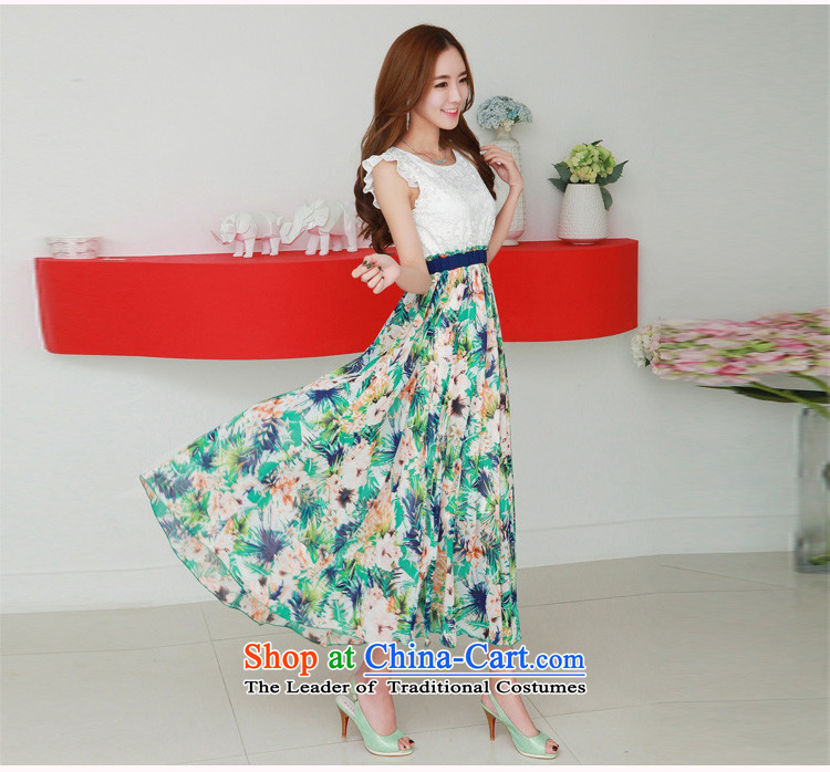 The new summer 2015 XL women's irrepressible lace stitching large chiffon gliding stamp long skirt thick mm bohemian style resort dresses green 140-155 2XL to large coal prices, pictures, brand platters! The elections are supplied in the national character of distribution, so action, buy now enjoy more preferential! As soon as possible.