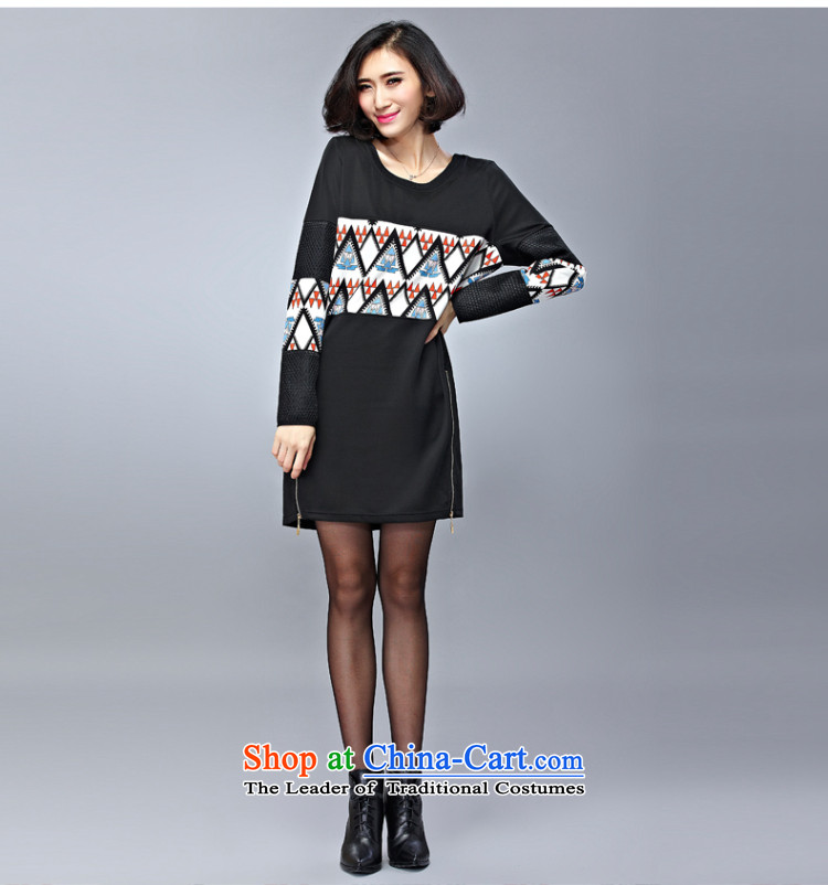 Double Chin Yi xiu qiu larger dresses thick mm package and geometric stamp air layer round-neck collar hedging long sweater 603 Black XXL picture, prices, brand platters! The elections are supplied in the national character of distribution, so action, buy now enjoy more preferential! As soon as possible.