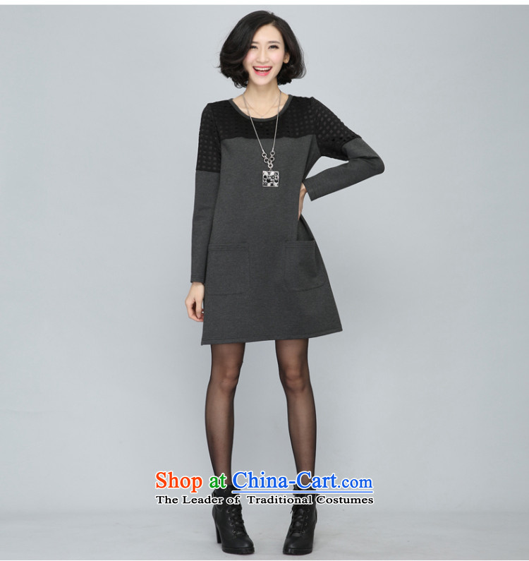 Double Chin Yi Su-autumn large new long-sleeved blouses and dresses thick mm Korean chain link fence round-neck collar relaxd dress C1112 XXXL Gray Photo, prices, brand platters! The elections are supplied in the national character of distribution, so action, buy now enjoy more preferential! As soon as possible.