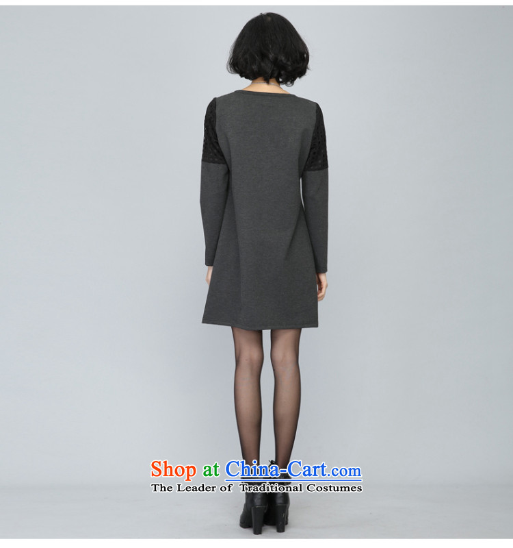 Double Chin Yi Su-autumn large new long-sleeved blouses and dresses thick mm Korean chain link fence round-neck collar relaxd dress C1112 XXXL Gray Photo, prices, brand platters! The elections are supplied in the national character of distribution, so action, buy now enjoy more preferential! As soon as possible.