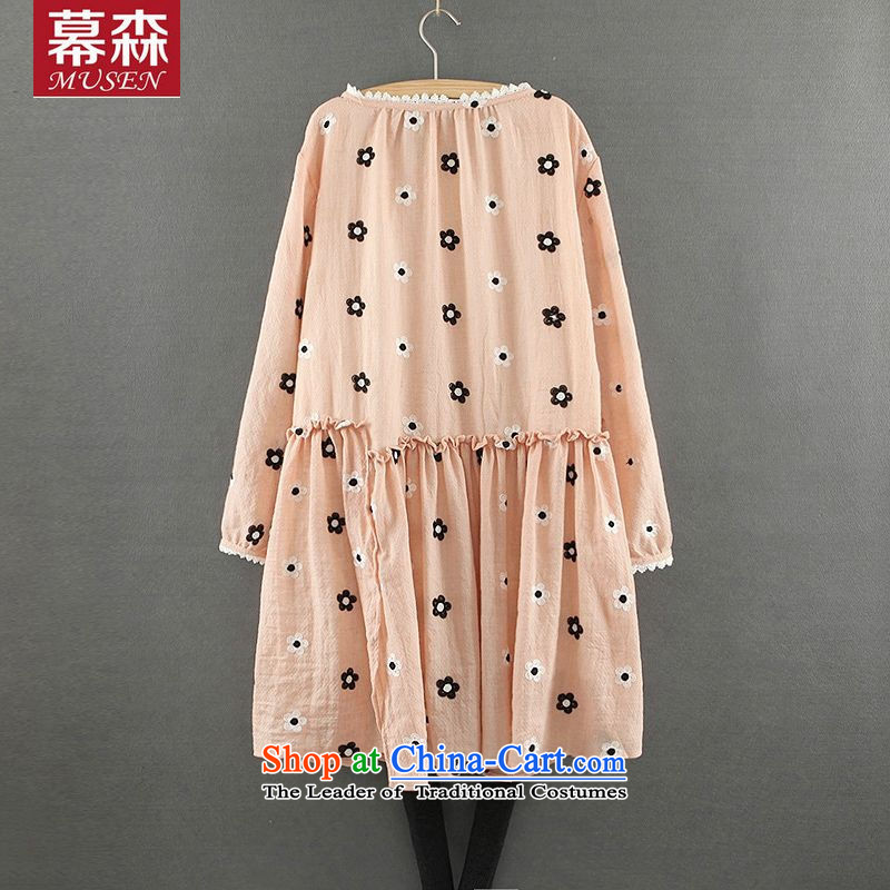 The  spring and summer of 2015, Korean version of large numbers of ladies sweet fresh floral relaxd small dresses long-sleeved neck long shirts pink are code, the sum has been pressed shopping on the Internet