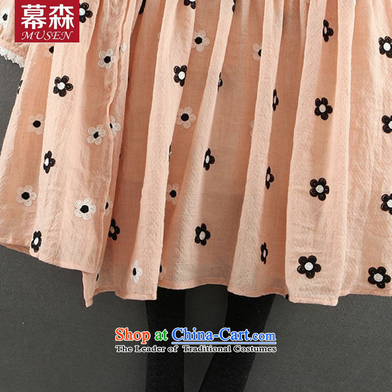 The  spring and summer of 2015, Korean version of large numbers of ladies sweet fresh floral relaxd small dresses long-sleeved neck long shirts pink are code, the sum has been pressed shopping on the Internet