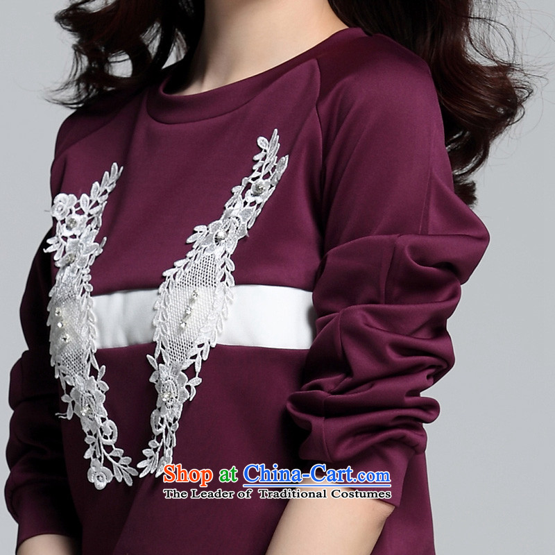 The fall in 2015 new graphics thin stylish bon bon skirt long-sleeved T-shirt shirt vest skirt xl female kit two kits thick mm Casual dress , 145-160 2XL Purple Constitution Yi shopping on the Internet has been pressed.