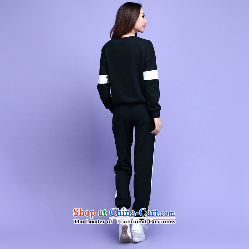 Load New autumn 2015 XL Western liberal video thin bat sleeves knitting leisure sports wear thick letter mm long-sleeve sweater pants black T-shirt , 165-180 4XL Constitution Yi shopping on the Internet has been pressed.