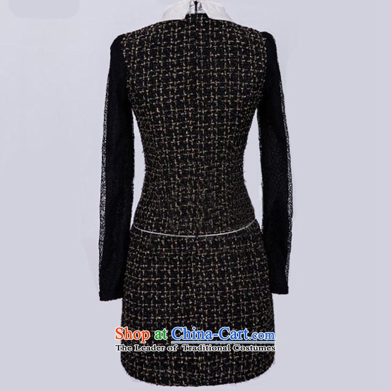Load New autumn 2015 to increase the number of women with Korean long-sleeved Sau San video thin dresses thick mm elegant lapel small urban OL lady black skirt can reference the chest or advice option customer services, and Ilan to , , , shopping on the I