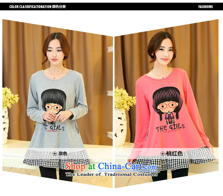 Install the latest Autumn 2015 Zz&ff) to increase women's code 200 catties thick mm long-sleeved T-shirt, forming the Netherlands relaxd cartoon transfer large light gray T-shirt XL Photo, prices, brand platters! The elections are supplied in the national character of distribution, so action, buy now enjoy more preferential! As soon as possible.
