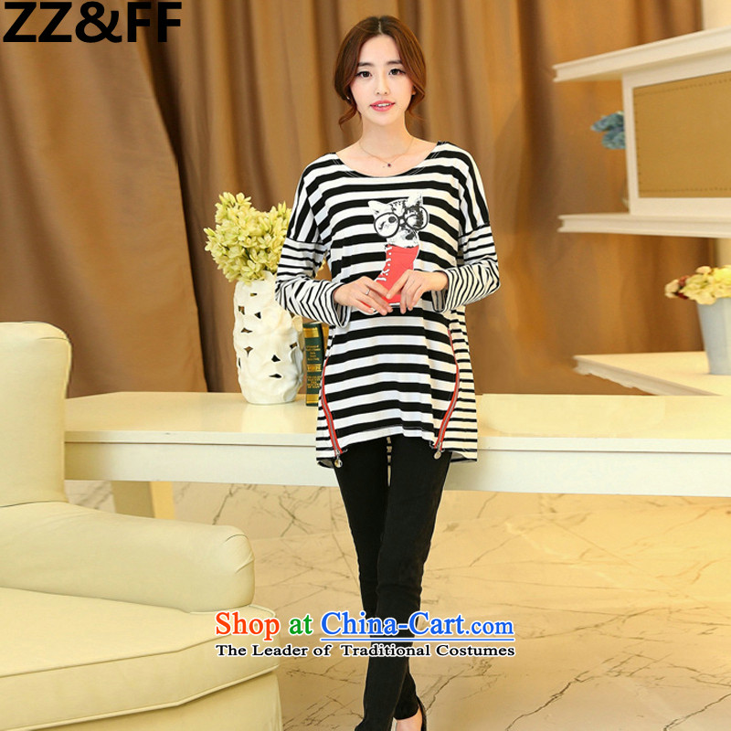 Install the latest Autumn 2015 Zz&ff) to increase the number of female 200mm thick banding catty long-sleeved T-shirt, forming the relaxd clothes stamp L,zz&ff,,, black clothes shopping on the Internet