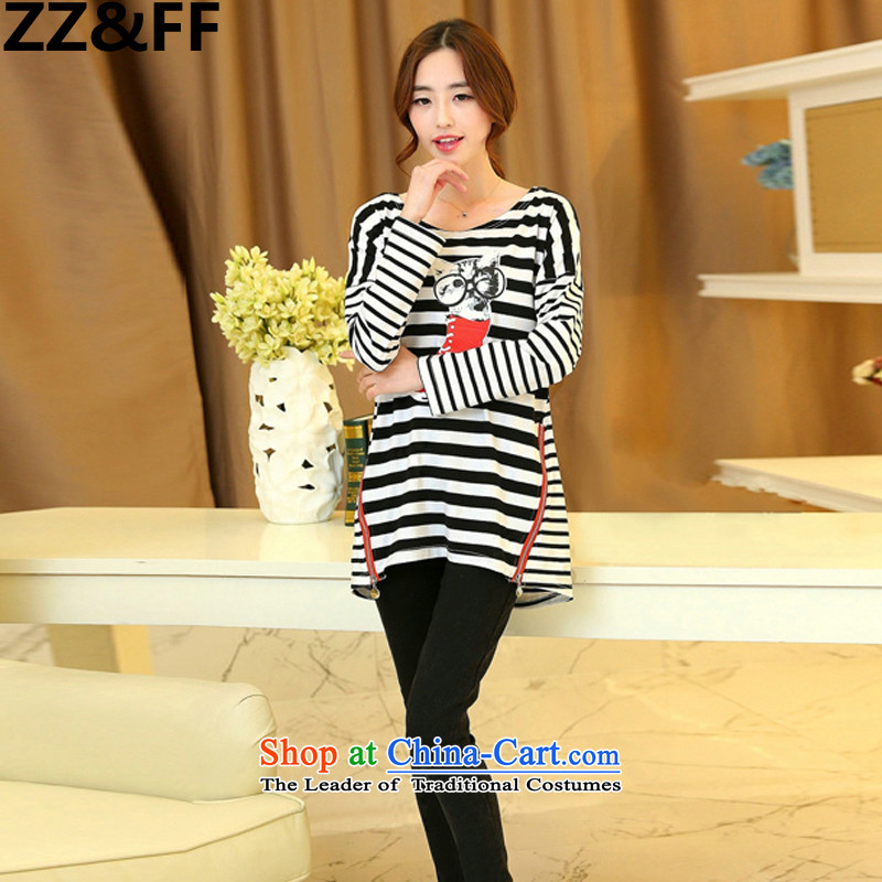 Install the latest Autumn 2015 Zz&ff) to increase the number of female 200mm thick banding catty long-sleeved T-shirt, forming the relaxd clothes stamp L,zz&ff,,, black clothes shopping on the Internet