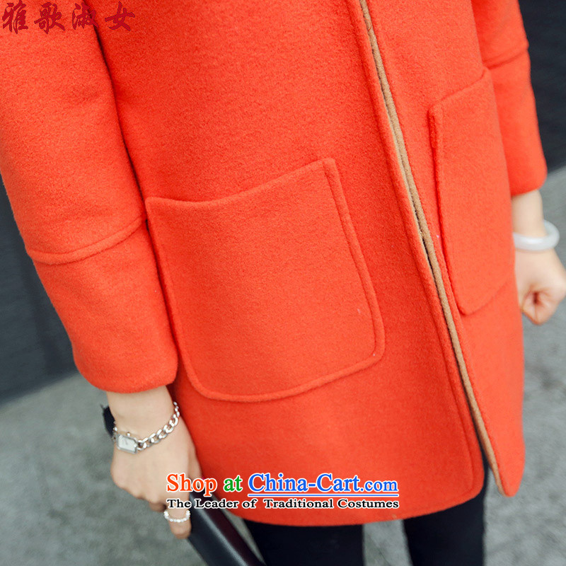 Song Gentlewoman 2015 autumn and winter female new medium to long term gross jacket Korean Beauty? graphics thin wool a wool coat aristocratic ladies wind-small windbreaker orange   , L, Song Suk-girl (yageshunv) , , , shopping on the Internet