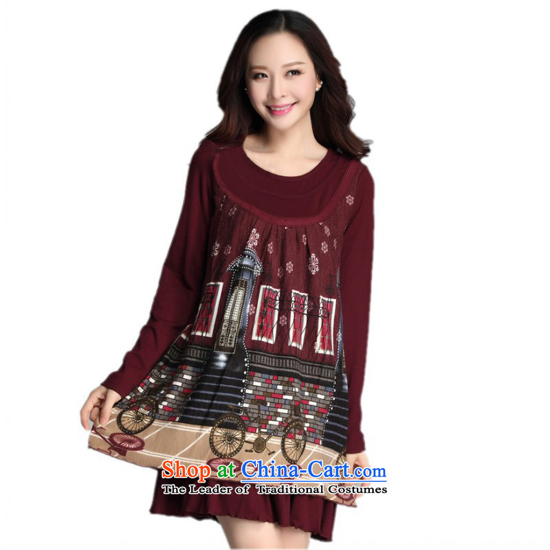Payment on delivery to xl spring new dresses and stylish relaxd of leisure shade long-sleeved shirts and poverty mm Female dress woolen plush stamp skirt 3XL gray , 150 - 160131 about land still El Yi shopping on the Internet has been pressed.