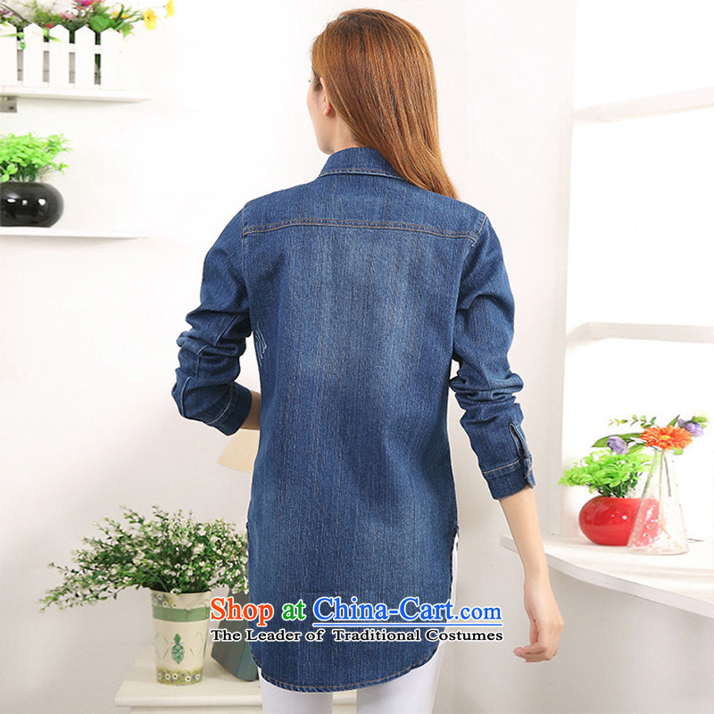 To increase the number missdonut women 2015 Autumn new boxed long-sleeved sister thick cowboy western shirt 200 catties shirt women cardigan large blue code 5xl,missdonut,,, shopping on the Internet