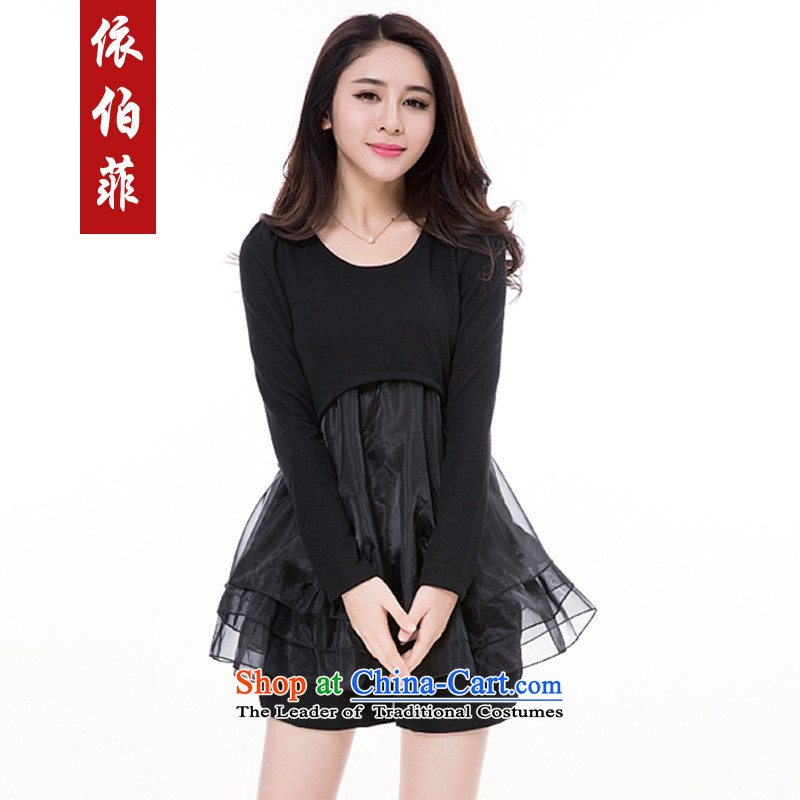 In accordance with the 2015 autumn perfect new) thick mm larger female Euro root yarn stitching knitting forming the fashionable dresses female Y5003 black 3XL, according to perfect (yibofei) , , , shopping on the Internet