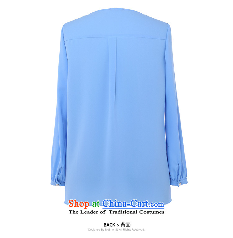 Large msshe women 2015 new fall inside the color round-neck collar wrinkled chiffon shirt thick clothes 245.5 mm shirt 6XL Blue Photo, prices, brand platters! The elections are supplied in the national character of distribution, so action, buy now enjoy more preferential! As soon as possible.