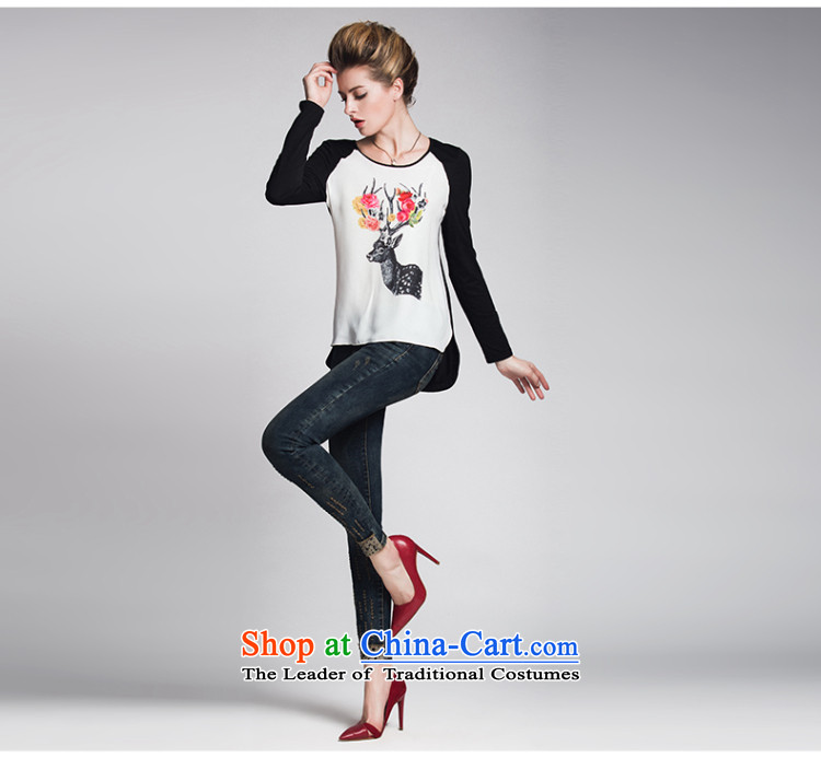 The former Yugoslavia Migdal Code women 2015 Spring new stylish mm thick gentlewoman collision-color printing T-shirt 951151834 Black XL Photo, prices, brand platters! The elections are supplied in the national character of distribution, so action, buy now enjoy more preferential! As soon as possible.