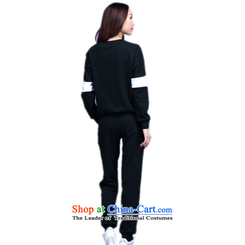 C.o.d. Package Mail to xl women's two kits sweater kit long-sleeved shirt Sports wear long trousers home leisure large fat mm spring pack Black  XL approximately 130-145, land is of Yi , , , shopping on the Internet