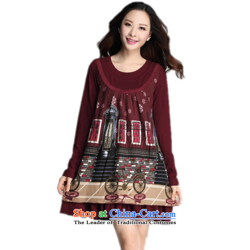 C.o.d. Package Mail to xl new dresses autumn academic boxed leisure short skirts long-sleeved totems knitting stamp loose dress gray 3XL pregnant women about 150 - 160131, land is of Yi , , , shopping on the Internet