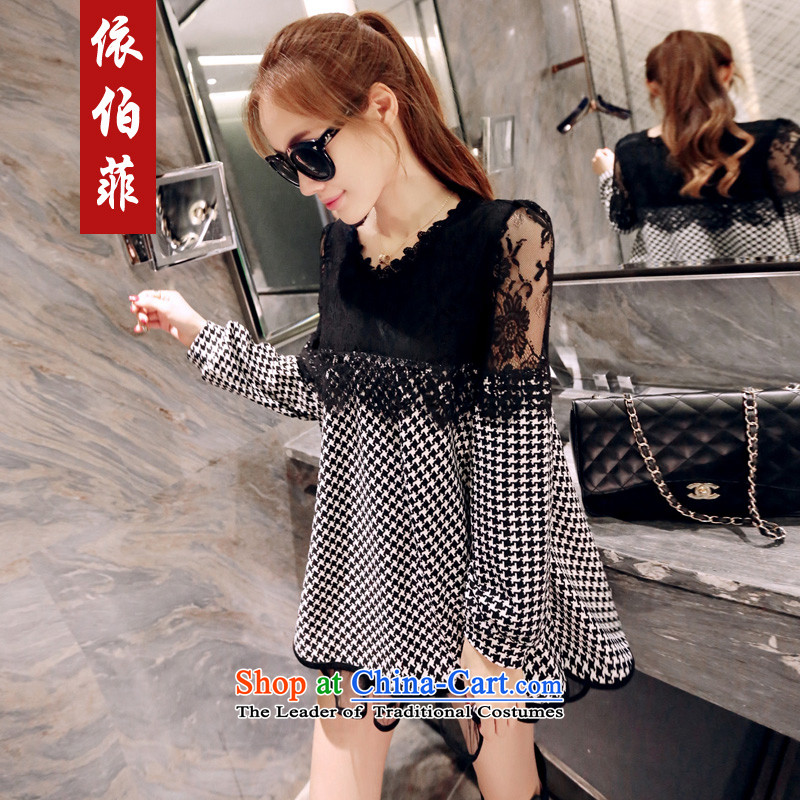 In accordance with the perfect spring 2015 the new fat mm to xl female lace stitching chidori of Liberal Women's dresses Y5009 CHIDORI 3XL, grid to perfect (yibofei) , , , shopping on the Internet