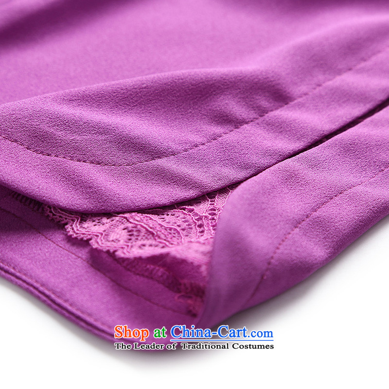 Msshe xl women 2015 new autumn romantic round-neck collar chiffon shirt shirt t-shirt 2623 purple 3XL, Susan Carroll, the poetry Yee (MSSHE),,, shopping on the Internet
