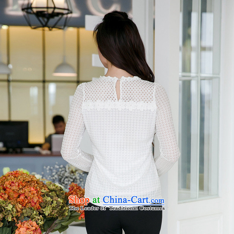 Rui Mei to fall 2015 new products long-sleeved blouses and XL engraving lace splicing pin-ju Sau San T-shirts, forming the Netherlands V5020 white XXXL, Rui Mei-RIUMILVE) , , , shopping on the Internet