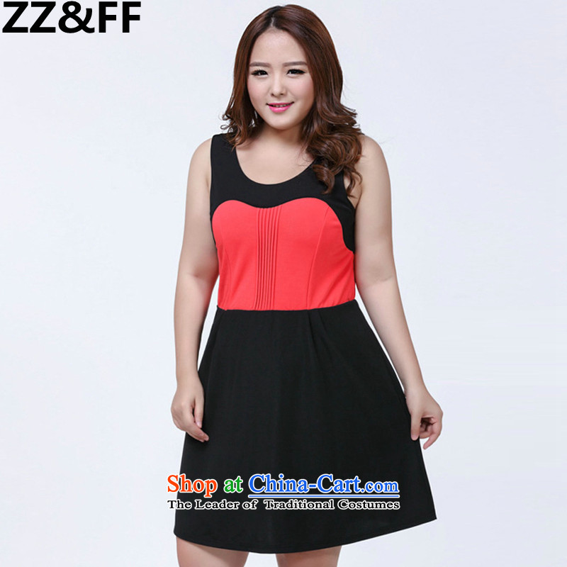 2015 Summer Zz&ff new 200 catties thick mm to increase women's spell color code dresses three-dimensional construction thin princess skirt picture color XXXXL,ZZ&FF,,, shopping on the Internet