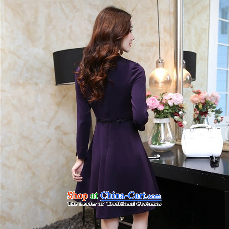 To droplets of pure 2015 autumn and winter Korean Sau San video thin OL career long-sleeved dresses girl from 8396  to droplets of pure XXL, Purple Shopping on the Internet has been pressed.