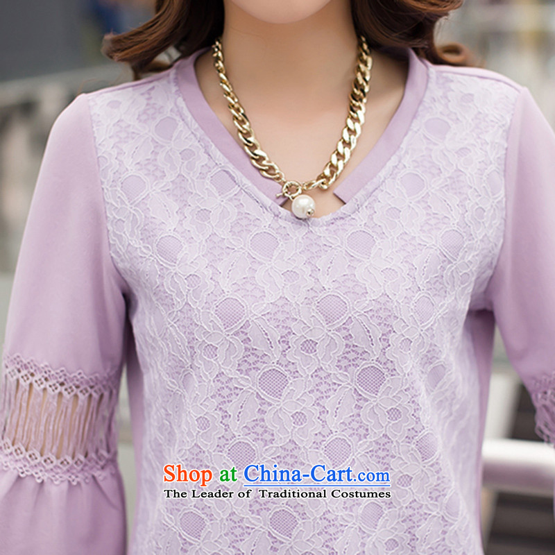 Spring missdonut2015 new larger female Korean version 7 to the liberal video thin cuff women's dresses, forming the sweet light violet xl,missdonut,,, large shopping on the Internet