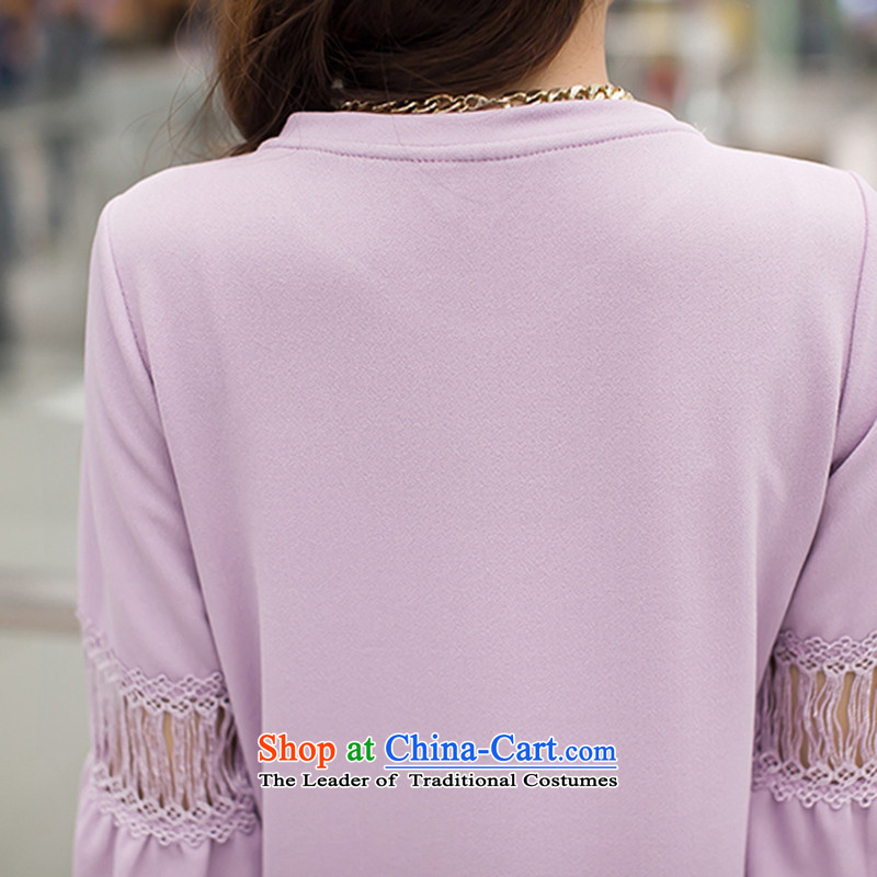 Spring missdonut2015 new larger female Korean version 7 to the liberal video thin cuff women's dresses, forming the sweet light violet xl,missdonut,,, large shopping on the Internet