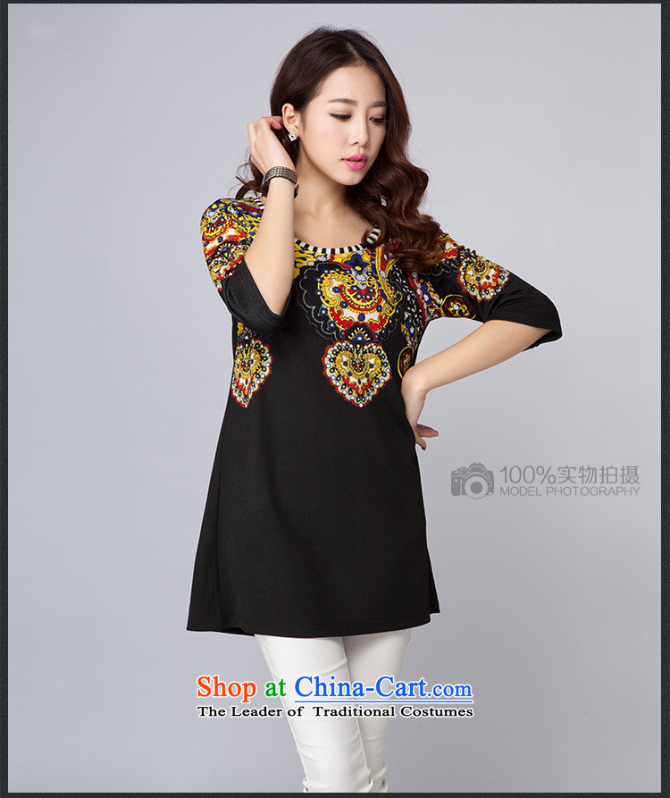 The spring of the new big missdonut2015 code Women Korean loose to intensify the stylish stamp neck long chiffon shirt black large number of pictures, prices, 3XL brand platters! The elections are supplied in the national character of distribution, so action, buy now enjoy more preferential! As soon as possible.