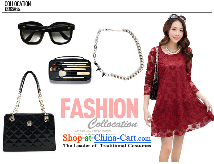 Missdonut xl female lace dresses long-sleeved Korean version of video thin, thick thick solid mm skirts sister wine red large L picture, prices, brand platters! The elections are supplied in the national character of distribution, so action, buy now enjoy more preferential! As soon as possible.