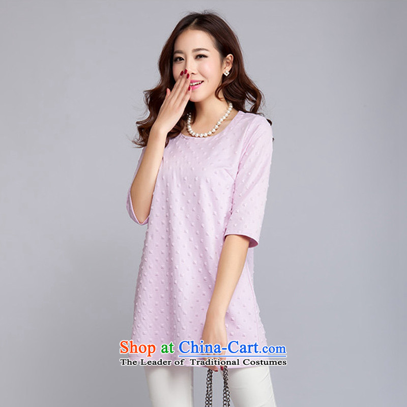 Missdonut2015 summer new Korean Version to increase women's liberal, forming the basis for the fifth in the Cuff dresses lilac 3xl,missdonut,,, large shopping on the Internet