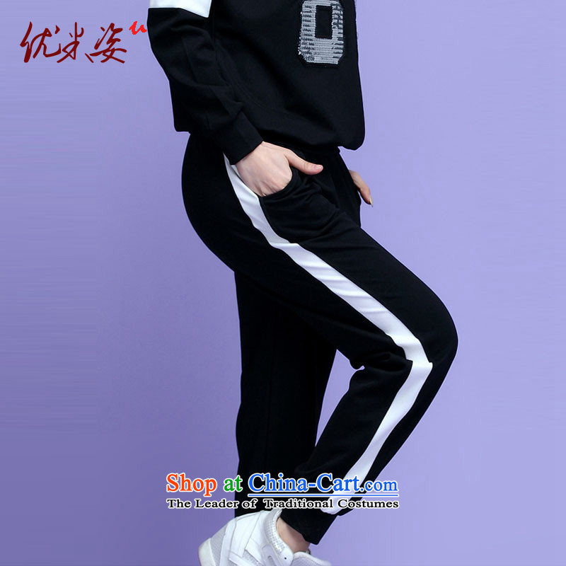 Gigi Lai to optimize m xl women during the spring and autumn of leisure new package of video thin two loose piece homewear sport trousers with thick xlarge can C.O.D. 4XL, black m postures (umizi optimization) , , , shopping on the Internet