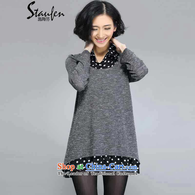 Stauffen 2015 Korean version of large code shirt lapel knitting leave two garment 8088 gray 3XL RECOMMENDATIONS 140 - 160 catties of catty stauffen (STAUFEN) , , , shopping on the Internet