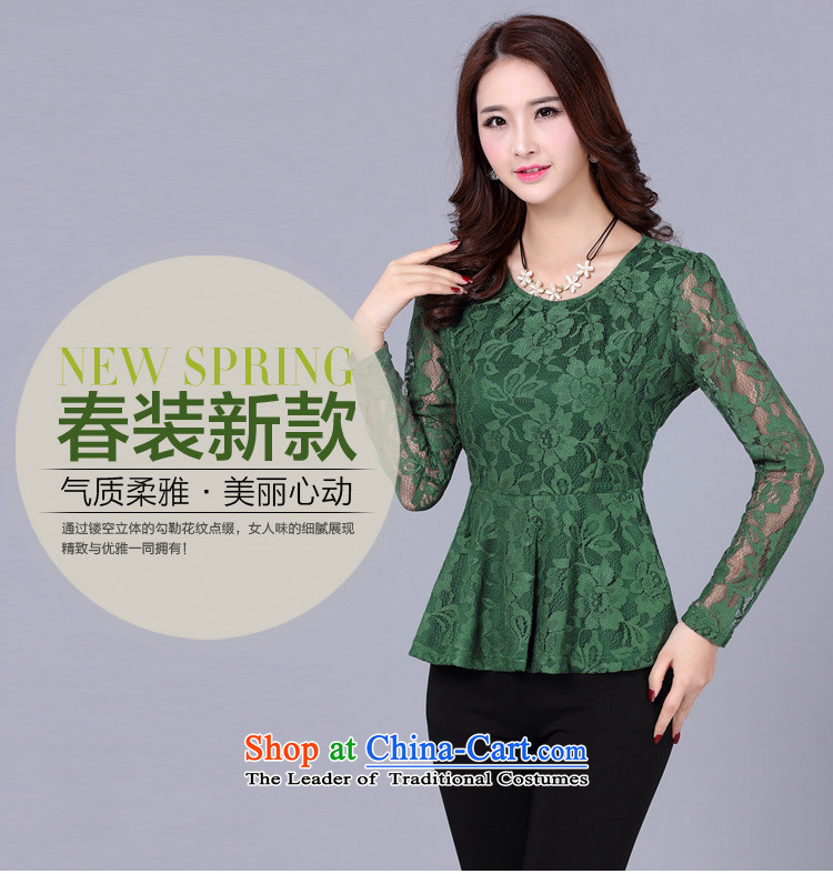 The lymalon lehmann thick, Hin thin 2015 Autumn replacing the new Korean version of large numbers of ladies' long-sleeved shirt loose lace mm1608 thick green XXXXL picture, prices, brand platters! The elections are supplied in the national character of distribution, so action, buy now enjoy more preferential! As soon as possible.