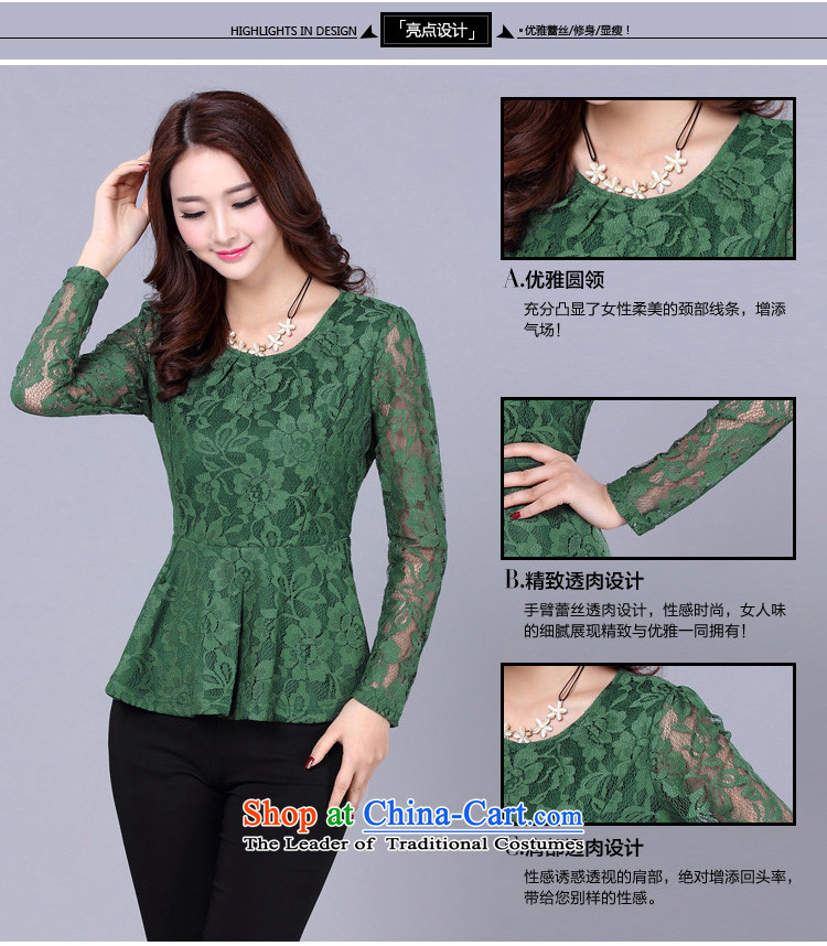 The lymalon lehmann thick, Hin thin 2015 Autumn replacing the new Korean version of large numbers of ladies' long-sleeved shirt loose lace mm1608 thick green XXXXL picture, prices, brand platters! The elections are supplied in the national character of distribution, so action, buy now enjoy more preferential! As soon as possible.