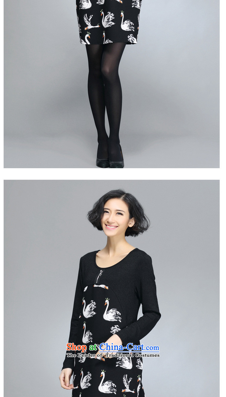 In accordance with the perfect 2015 Spring sister thick new larger female Korean Version Stamp loose long-sleeved dresses Y5015 female black XXL picture, prices, brand platters! The elections are supplied in the national character of distribution, so action, buy now enjoy more preferential! As soon as possible.
