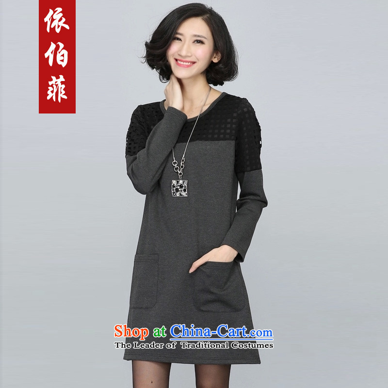 In accordance with the perfect spring 2015 the new fat mm to xl western engraving grid stitching loose video thin dresses female Y5018 gray XL, in accordance with the perfect (yibofei) , , , shopping on the Internet