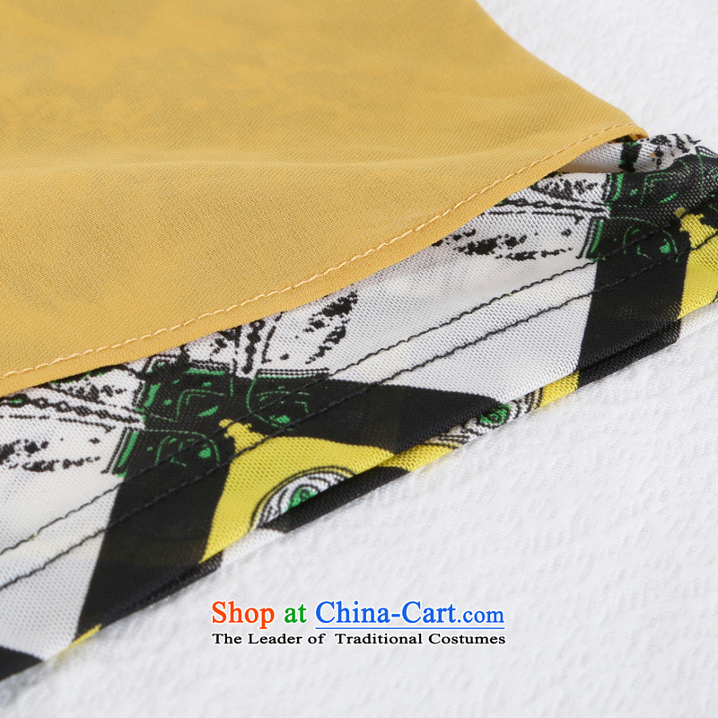 The lymalon Lehmann Spring 2015 new product version of large Korean yards short-sleeved blouses and leave two thick sister video thin chiffon T-shirt 1303 Yellow XXL, Lehmann Ronnie (LYMALON) , , , shopping on the Internet